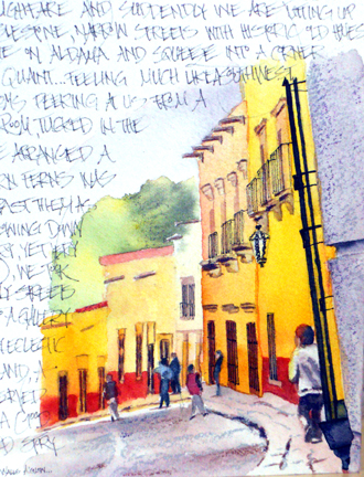 Art Journal Page - Streets Aglow